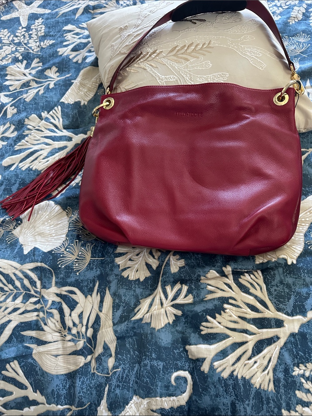 Brighton Red Leather Shoulder Hobo with Tassel